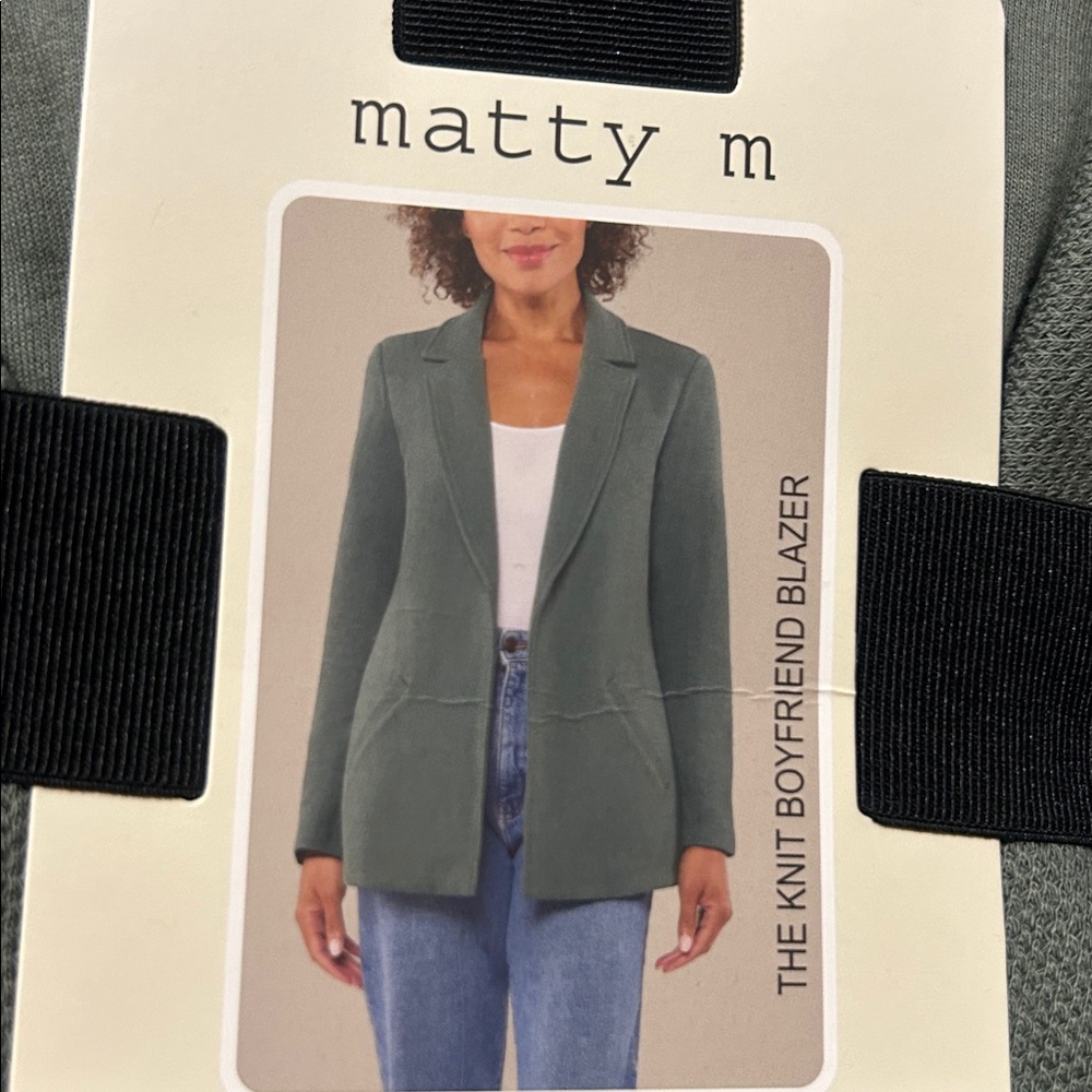 NWT Matty M Knit Boyfriend Blazer color Dark Sage size M, L
